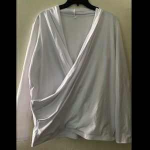 Faux wrap long sleeve sweater